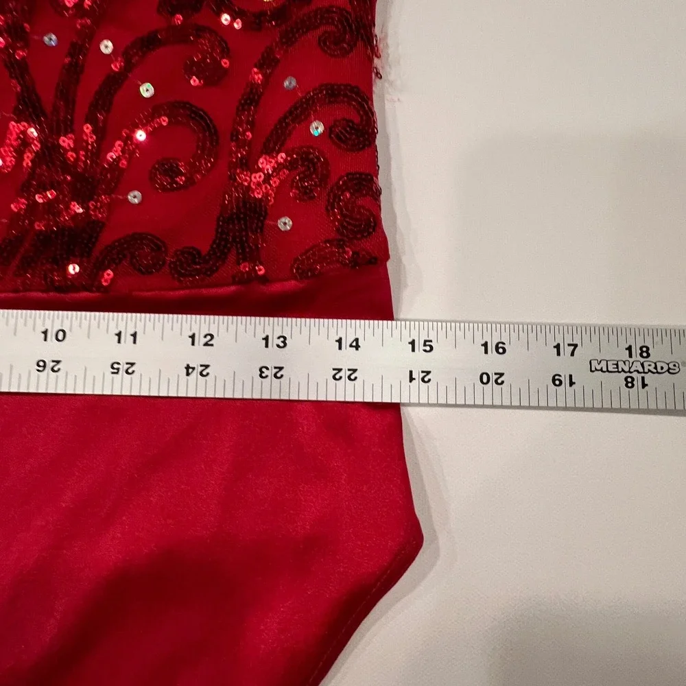 Weissman Girls XXL Red Sequin Halter Leotard Dance Costume Pageant Jazz Lyrical